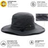 imageOversize XL XXL Large Wide Brim Waterproof UPF 50 Bucket Sun Summer Travel Fishing Hiking Fisherman Hat Detachable Chin000702black