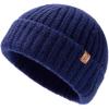 imageTOPEX Oversized Large XL XXL 50 Merino Wool Fisherman Short Beanie Big Head Hats for Men Ski Stocking Fashion95567navy