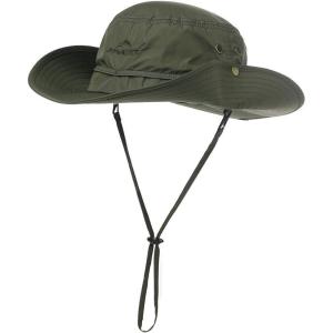 imageOversize XL XXL Large Wide Brim Waterproof UPF 50 Bucket Sun Summer Travel Fishing Hiking Fisherman Hat Detachable Chin000702army Green
