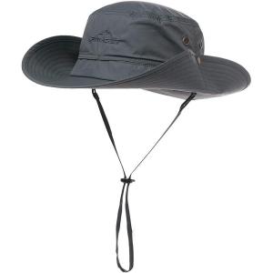 imageOversize XL XXL Large Wide Brim Waterproof UPF 50 Bucket Sun Summer Travel Fishing Hiking Fisherman Hat Detachable Chin000702dark Grey