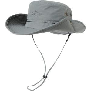 imageOversize XL XXL Large Wide Brim Waterproof UPF 50 Bucket Sun Summer Travel Fishing Hiking Fisherman Hat Detachable Chin000702light Grey