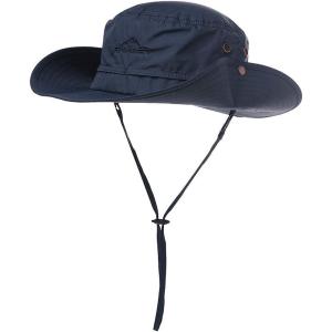 imageOversize XL XXL Large Wide Brim Waterproof UPF 50 Bucket Sun Summer Travel Fishing Hiking Fisherman Hat Detachable Chin000702navy