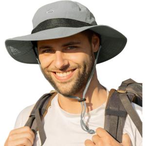 imageOversized XL XXL Waterproof Sun Hat for Big Heads Mesh Bucket Hat Wide Brim Adjustable Packable Hiking Beach FishingGrey