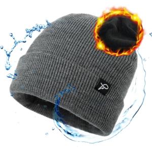 imageTOPEX LXLXXL Waterproof Beanie Fleece Lined Hat for AllWeather Winter WarmGray Waterproof