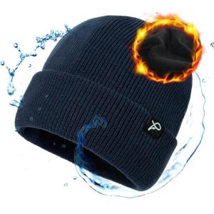 imageTOPEX LXLXXL Waterproof Beanie Fleece Lined Hat for AllWeather Winter WarmNavyblue Waterproof