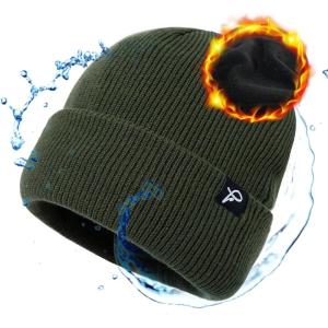 imageTOPEX LXLXXL Waterproof Beanie Fleece Lined Hat for AllWeather Winter WarmOlive Green Waterproof