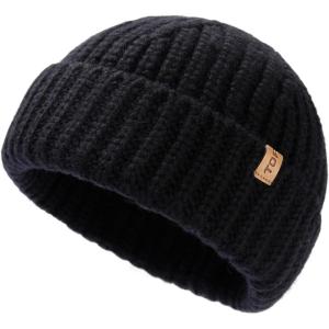 imageTOPEX Oversized Large XL XXL 50 Merino Wool Fisherman Short Beanie Big Head Hats for Men Ski Stocking Fashion95567black
