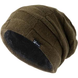 imageTOPEX Oversized XXL Winter Mens Slouchy Beanie Long Skull Knitted Stocking Hat Cap Warm Lined Big Head94608aarmy Green100 Merino Wool