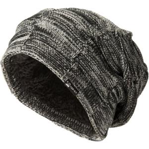 imageTOPEX Oversized XXL Winter Mens Slouchy Beanie Long Skull Knitted Stocking Hat Cap Warm Lined Big Head94608blackwhite