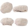 imageOversized XL XXL Natural Linen Flat Cap Lightweight 8 Panel Summer Cooling EcoFriendly Newsboy Hat Golf OutdoorBeige Herringbone