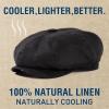 imageOversized XL XXL Natural Linen Flat Cap Lightweight 8 Panel Summer Cooling EcoFriendly Newsboy Hat Golf OutdoorBlack