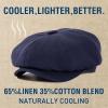 imageOversized XL XXL Natural Linen Flat Cap Lightweight 8 Panel Summer Cooling EcoFriendly Newsboy Hat Golf OutdoorNavy Herringbone