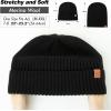 imageTOPEX Oversized M L XL XXL 100 Merino Wool Beanie with Fleece Lining Cold Weather Winter Hat Big HeadTe94586black