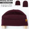 imageTOPEX Oversized M L XL XXL 100 Merino Wool Beanie with Fleece Lining Cold Weather Winter Hat Big HeadTe94586red