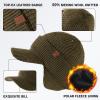 imageTOPEX XLXXL 50 Merino Wool Brim Beanie with Ear Flaps Fleece Lined for All Weather WaterproofGreen Waterproof