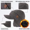 imageTOPEX XLXXL 50 Merino Wool Brim Beanie with Ear Flaps Fleece Lined for All Weather WaterproofGrey Waterproof