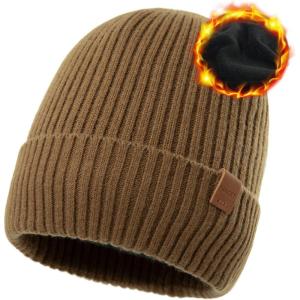 imageTOPEX Oversized M L XL XXL 100 Merino Wool Beanie with Fleece Lining Cold Weather Winter Hat Big HeadTe94586camel