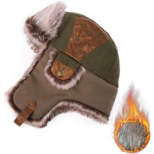 imageTOPEX Oversized XL XXL Mens Hunting Trapper Hats Winter Warm Earflap Ushanka Russian Hiking SkiingTe67191army Greena
