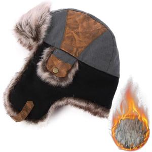imageTOPEX Oversized XL XXL Mens Hunting Trapper Hats Winter Warm Earflap Ushanka Russian Hiking SkiingTe67191greya