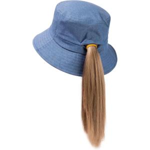 imageTOPEX Ponytail S M L XL UPF50 Sun UV Protection Packable Bucket Hats for Women Hiking Fishing96566denim Blue
