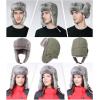 imageComhats Winter 100 Rabbit Fur Lined Russian Ushanka Earflap Trapper Hat Trooper69185green