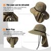 imageOversized XL XXL Mens Sun Hat Big Head Neck Flap Shade Waterproof UPF50 Wide Brim Hat Fishing Safari HikingArmy Green