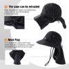 imageOversized XL XXL Mens Sun Hat Big Head Neck Flap Shade Waterproof UPF50 Wide Brim Hat Fishing Safari HikingBlack