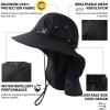 imageOversized XL XXL Mens Sun Hat Big Head Neck Flap Shade Waterproof UPF50 Wide Brim Hat Fishing Safari HikingBlack