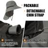 imageOversized XL XXL Mens Sun Hat Big Head Neck Flap Shade Waterproof UPF50 Wide Brim Hat Fishing Safari HikingDark Grey