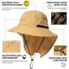 imageOversized XL XXL Mens Sun Hat Big Head Neck Flap Shade Waterproof UPF50 Wide Brim Hat Fishing Safari HikingKhaki