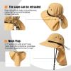 imageOversized XL XXL Mens Sun Hat Big Head Neck Flap Shade Waterproof UPF50 Wide Brim Hat Fishing Safari HikingKhaki