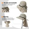 imageOversized XL XXL Mens Sun Hat Big Head Neck Flap Shade Waterproof UPF50 Wide Brim Hat Fishing Safari HikingLight Grey