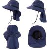 imageOversized XL XXL Mens Sun Hat Big Head Neck Flap Shade Waterproof UPF50 Wide Brim Hat Fishing Safari HikingNavy