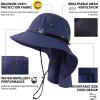 imageOversized XL XXL Mens Sun Hat Big Head Neck Flap Shade Waterproof UPF50 Wide Brim Hat Fishing Safari HikingNavy