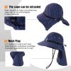 imageOversized XL XXL Mens Sun Hat Big Head Neck Flap Shade Waterproof UPF50 Wide Brim Hat Fishing Safari HikingNavy