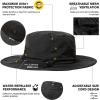 imageOversized XL XXL Mens Waterproof UPF50 Golf Bucket Sun Hats Big Head Boonie Safari Wide Brim FishingBlack