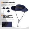 imageOversized XL XXL Mens Waterproof UPF50 Golf Bucket Sun Hats Big Head Boonie Safari Wide Brim FishingNavy3brim