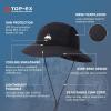 imageTOPEX Breathable Oversized XL XXL Waterproof UPF50 UV Protection Packable Fishing Sun Hats for Men Chin Strap96562black