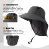 imageTOPEX MLXLXXL Unisex Mens Sun Hat with Neck Flap Sunglass Lock UPF 50 Wide Brim Fishing Hats Waterproof ampamp PackableDark Grey