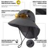 imageTOPEX MLXLXXL Unisex Mens Sun Hat with Neck Flap Sunglass Lock UPF 50 Wide Brim Fishing Hats Waterproof ampamp PackableDark Grey