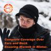 imageTOPEX Oversized XL XXL Winter 2 Piece Wool Knitted Hat ampamp Scarf Set For Men Visor Beanie Ear Flap Fleece Lined Cold WeatherTe69311navy