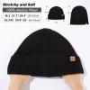 imageTOPEX XLXXL 100 Merino Wool Cuffed Beanie Hat for Men ampamp Women Warm Knitted Winter Hats 5566CMBlack