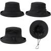 imageTOPEX XLXXL Womens Wide Brim Bucket Sun Hat with Ponytail Hole UPF 50 Summer Packable Sunhat for Travel Beach OutdoorBlack
