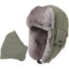 imageComhats Winter 100 Rabbit Fur Lined Russian Ushanka Earflap Trapper Hat Trooper69185green