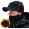 imageTOPEX Oversized XL XXL Winter 2 Piece Wool Knitted Hat ampamp Scarf Set For Men Visor Beanie Ear Flap Fleece Lined Cold WeatherTe69311black