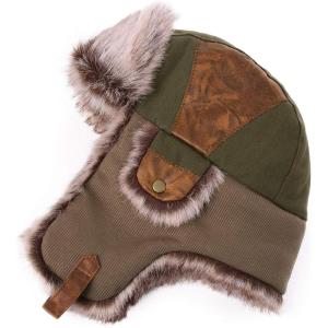 imageComhats Large XL Trapper Trooper Hunting Warm Ear Flap Russian Ushanka Winter Ski Cold Weather Bomber Hats for Men67191armygreen