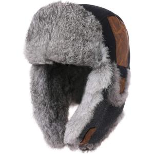 imageComhats Large XL Trapper Trooper Hunting Warm Ear Flap Russian Ushanka Winter Ski Cold Weather Bomber Hats for Men67191blackreal Fur