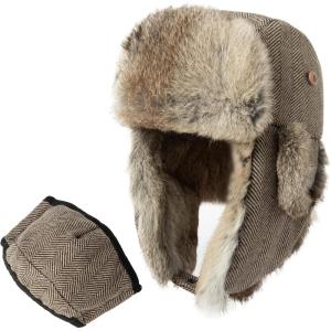 imageComhats Large XL Trapper Trooper Hunting Warm Ear Flap Russian Ushanka Winter Ski Cold Weather Bomber Hats for Men93574coffee