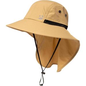 imageOversized XL XXL Mens Sun Hat Big Head Neck Flap Shade Waterproof UPF50 Wide Brim Hat Fishing Safari HikingKhaki
