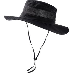 imageOversized XL XXL Mens Waterproof UPF50 Golf Bucket Sun Hats Big Head Boonie Safari Wide Brim FishingBlack3brim